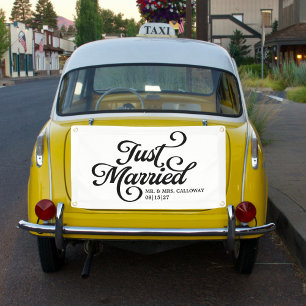 Curly Just Married Car Banner