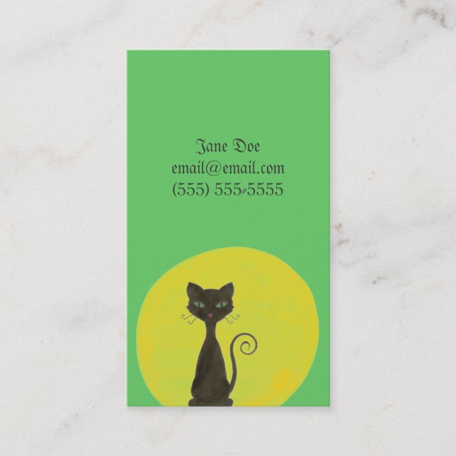 Curly Kitty & Moon Calling Card (Front)