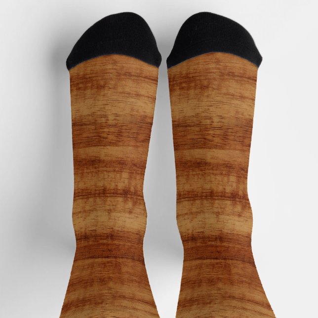 Curly Koa Acacia Wood Grain Look Socks (Top)