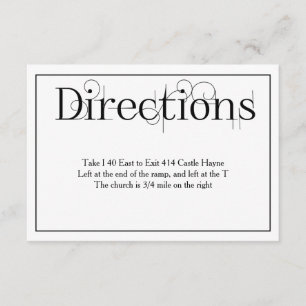 Curly Print Wedding Directions Details Card