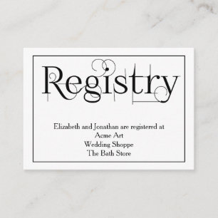 Curly Print Wedding Registry Information Card