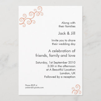 Curly Q Too (tangerine) 5x7 Invitation