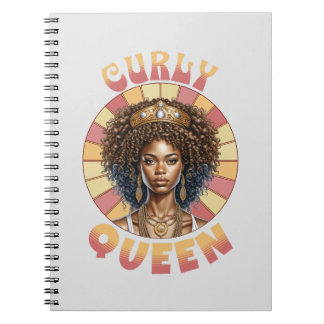 Curly Queen African American woman retro wavy Notebook