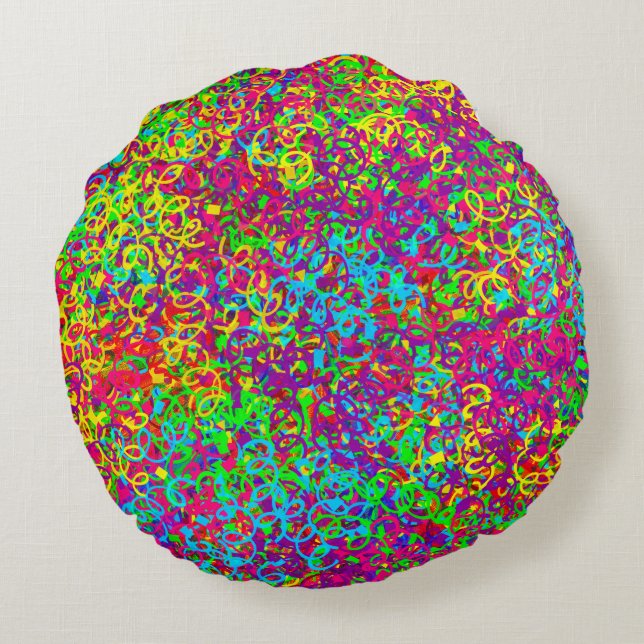 Curly Ribbons (ckc)-Round Throw Pillow (Back)