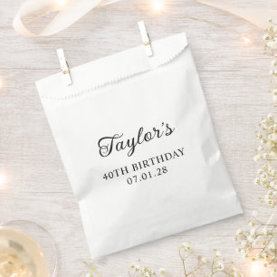 Curly Script 40th Birthday Favour Bags