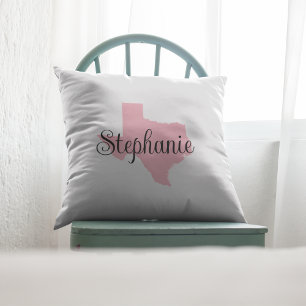 Curly Script Name Pink Texas Cushion