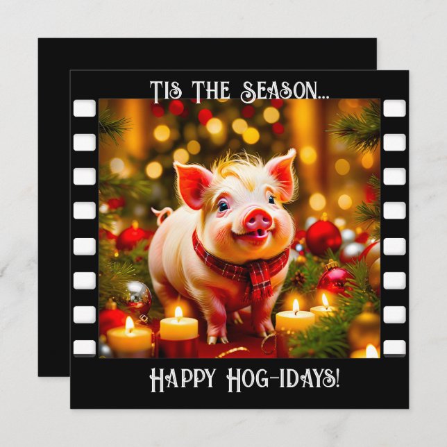 Curly Tail Piglet Funny Christmas card (Front/Back)