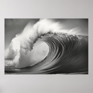 Curly Wave Ocean Force Nature Seascape  Poster