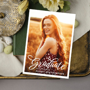 Curly Writing Graduate Photo Invitation