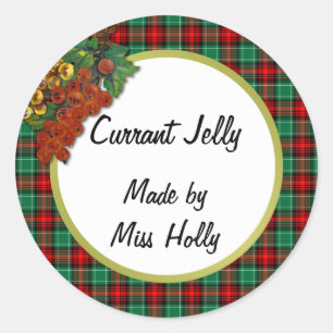 Currants Green Red Plaid Custom Recipe Sticker