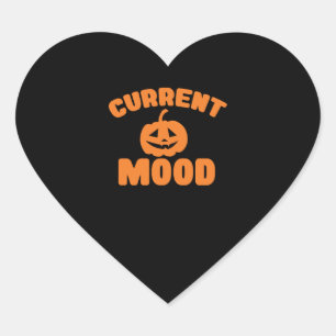 Current mood funny pumpkin halloween heart sticker