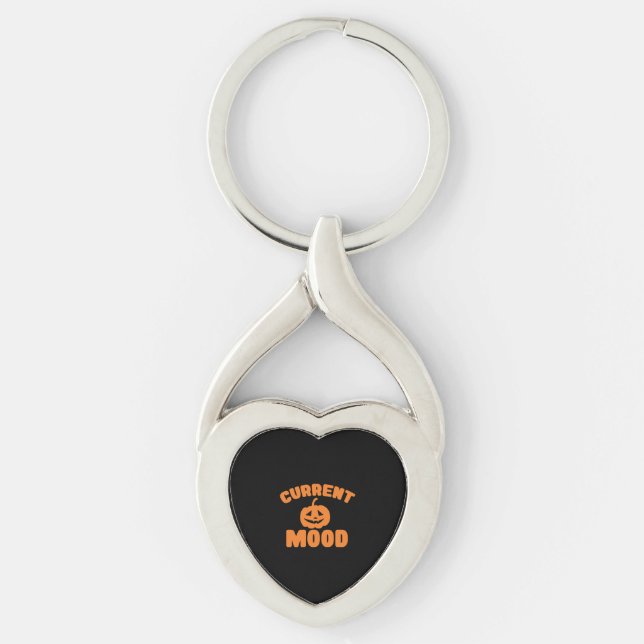 Current mood funny pumpkin halloween key ring (Front)