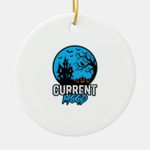 Current Mood Halloween Vintage Engraving Vector_1 Ceramic Tree Decoration