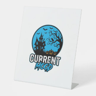 Current Mood Halloween Vintage Engraving Vector_1 Pedestal Sign