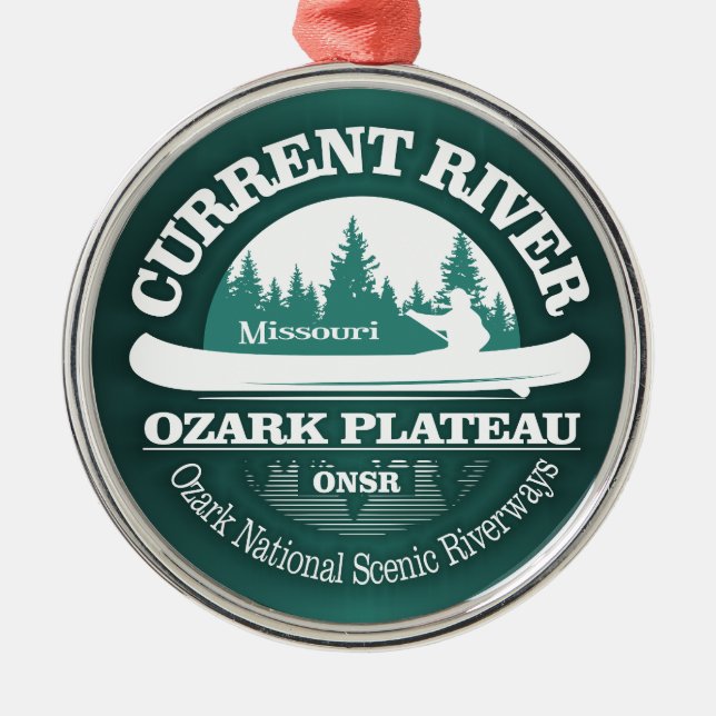 Current River (canoe) Metal Tree Decoration (Front)