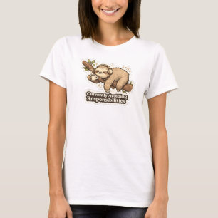 Currently Avoiding Responsibilities Sloth Sticker T-Shirt