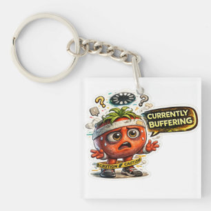 Currently Buffering Funny Retro Introvert Graphic Key Ring