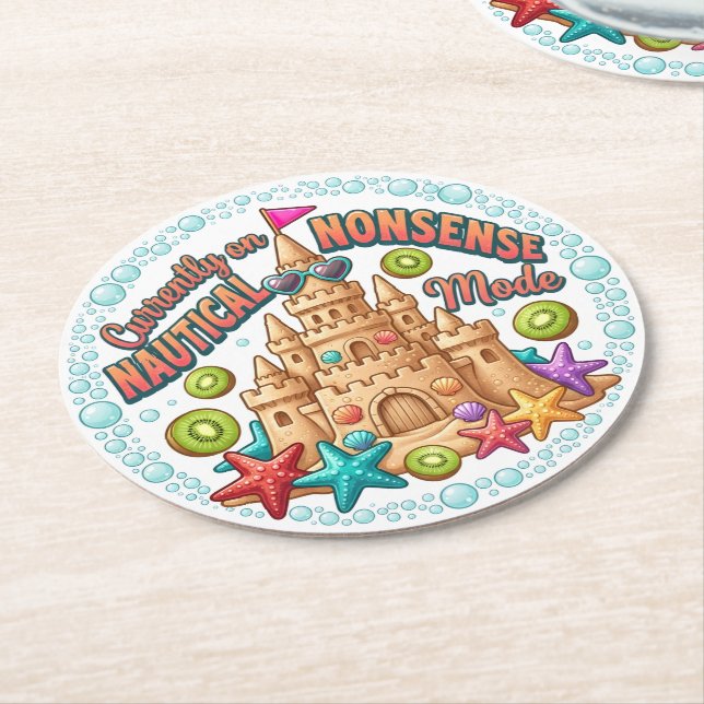 Currently On Nautical Nonsense Mode Round Paper Coaster (Angled)