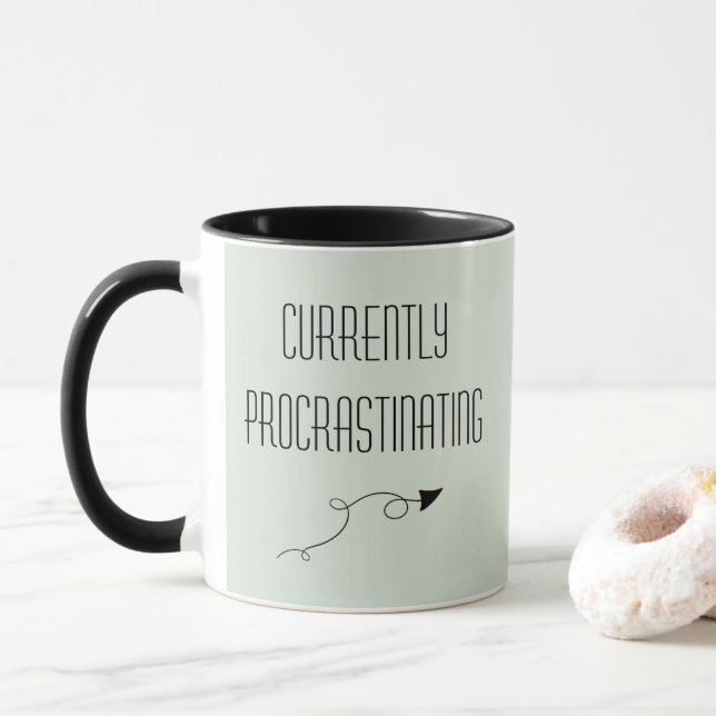 Currently Procrastinating with Arrow Funny Mug (With Donut)
