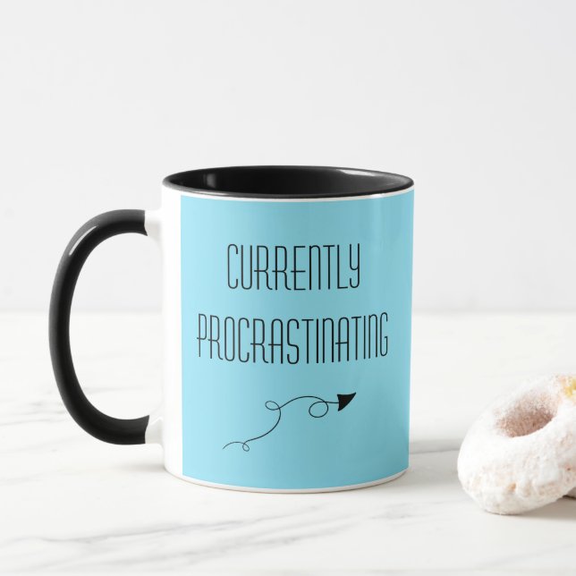 Currently Procrastinating with Arrow Funny Mug (With Donut)