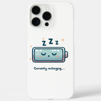 Currently Recharging – Cute Sleepy Battery Design iPhone 16 Pro Max Case