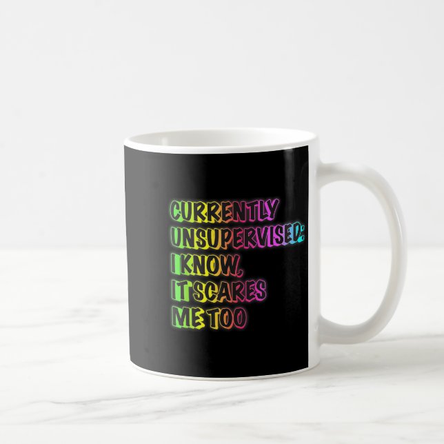 Currently Unsupervised Funny Quote Humor Sarcastic Coffee Mug (Right)