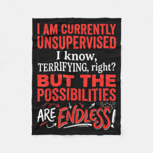 Currently Unsupervised Sarcastic Humourous Funny Fleece Blanket