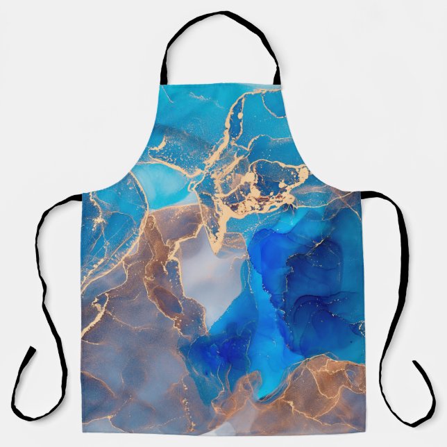 Currents of translucent hues, snaking metallic swi apron (Front)