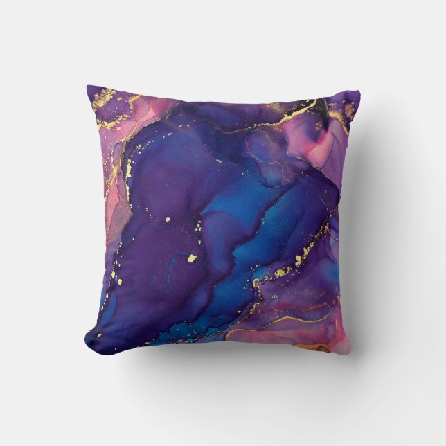Currents of translucent hues, snaking metallic swi cushion (Front)