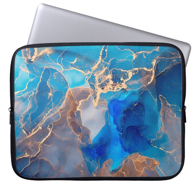 Currents of translucent hues, snaking metallic swi laptop sleeve (Front)