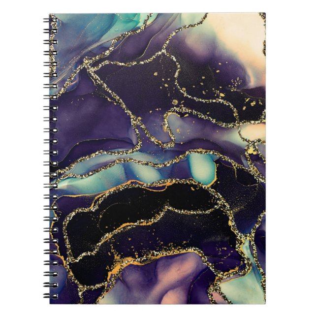 Currents of translucent hues, snaking metallic swi notebook (Front)