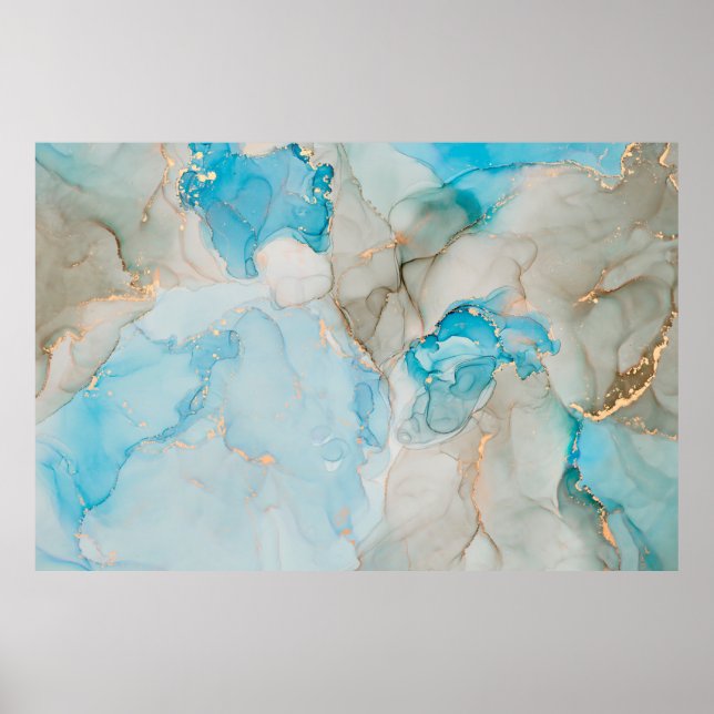 Currents of translucent hues, snaking metallic swi poster (Front)