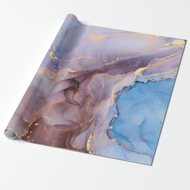 Currents of translucent hues, snaking metallic swi wrapping paper (Unrolled)