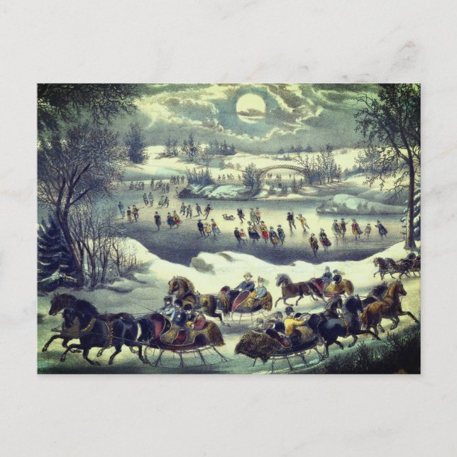 Currier & Ives' Central Park in Winter Postcard (Front)