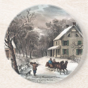 Currier & Ives - Coaster - Homestead Winter