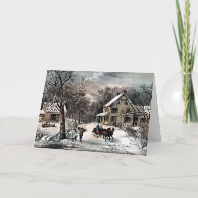 Currier & Ives - Greeting Card - Homestead Winter (Front)