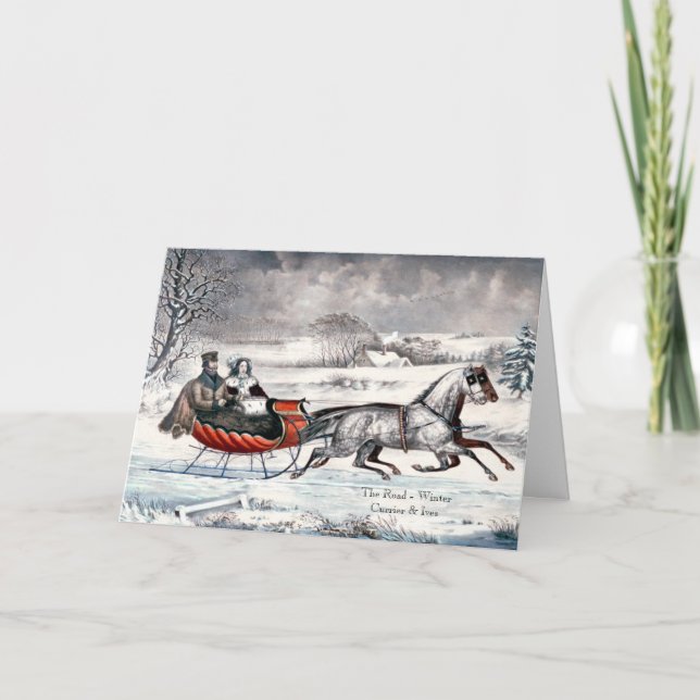 Currier & Ives - Greeting Card - The Road, Winter (Front)