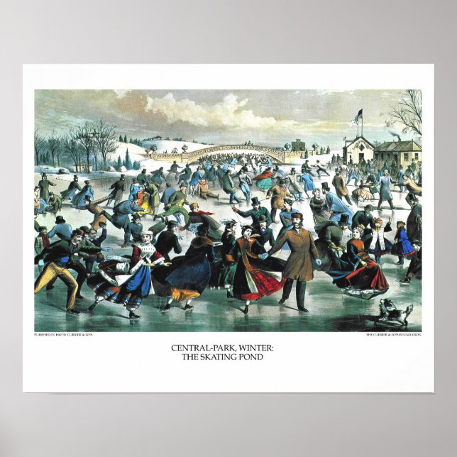 Currier & Ives Lithograph: Central Park Winter Poster (Front)