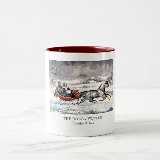 Currier & Ives - Mug - THE ROAD, WINTER (Center)