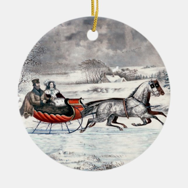 Currier & Ives - Ornament - The Road, Winter (Front)