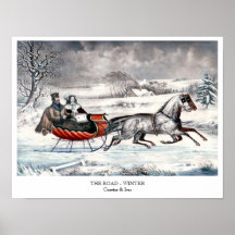 Currier & Ives - Poster - THE ROAD, WINTER