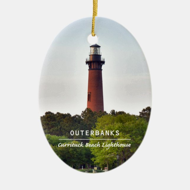Currituck Beach Light. Ceramic Tree Decoration (Front)