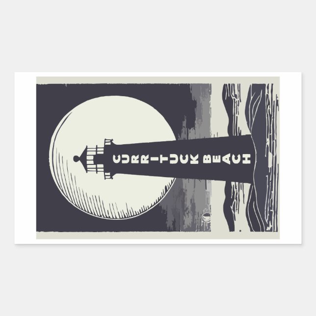Currituck Beach Lighthouse Moon Rectangular Sticker (Front)