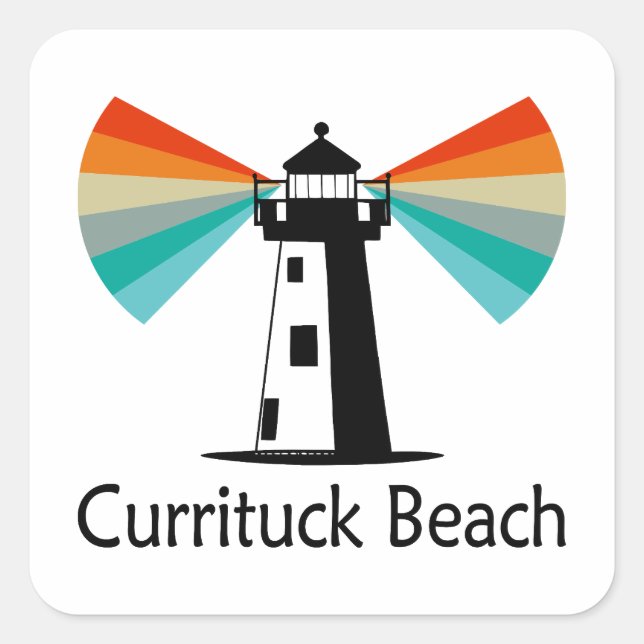 Currituck Beach Lighthouse Rainbow Square Sticker (Front)