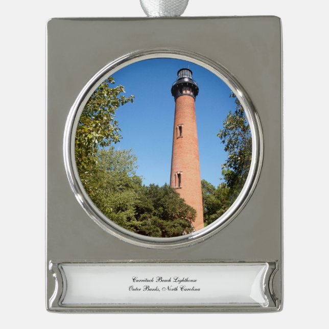 Currituck Beach Lighthouse Silver Plated Banner Ornament (Front)