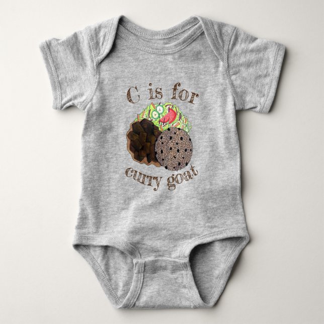 Curry Goat Rice and Peas Jamaican Caribbean Food Baby Bodysuit (Front)