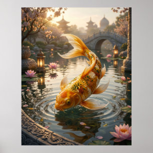 Curry Koi Palace Pond Poster
