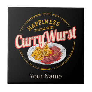 Currywurst Retro Sausage Vintage French Fries Tile