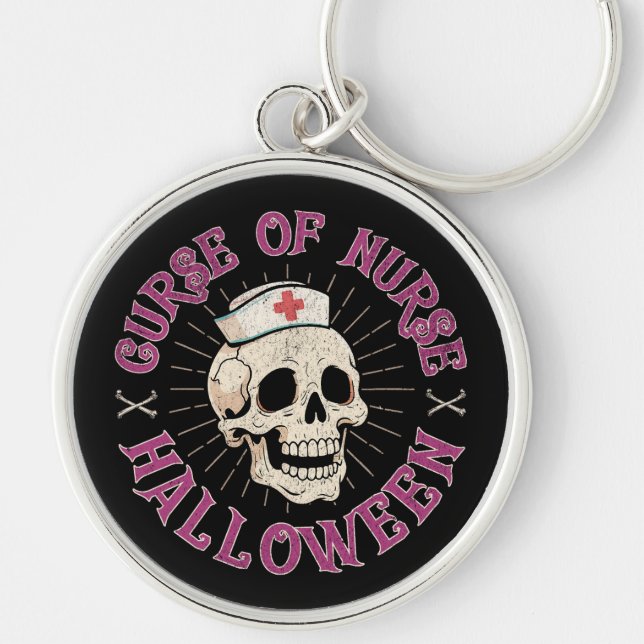 Curse of Nurse Halloween Spooky Nurse Skull Key Ring (Front)
