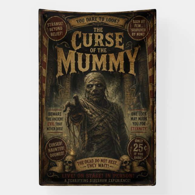 Curse of the Mummy Freak Sideshow Banner (Vertical)